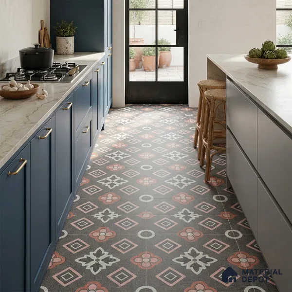 Moroccan Floor & Wall Tile TL 06603 C 2 ft x 2 ft Vitrified Matte Finish Tile - 9 mm | Suitable For Kitchen, Balcony, Dining Area | Please Expect a Slight Variation of Pattern
