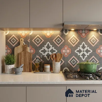 Moroccan Floor & Wall Tile TL 06603 C  2 ft x 2 ft  Vitrified Matte Finish Tile - 9 mm | Suitable For Kitchen, Balcony, Dining Area | Please Expect a Slight Variation of Pattern