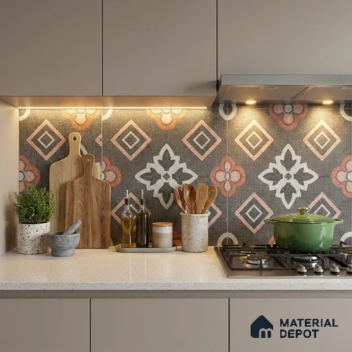 Moroccan Floor & Wall Tile TL 06603 C  2 ft x 2 ft  Vitrified Matte Finish Tile - 9 mm | Suitable For Kitchen, Balcony, Dining Area | Please Expect a Slight Variation of Pattern