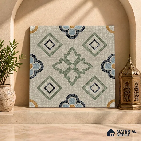 Moroccan Wall & Floor Tile TL 06603 Seta Crema 2 ft x 2 ft Vitrified Matte Finish - 9 mm | Suitable For Kitchen, Balcony, Dining Area | Please Expect a Slight Variation of Pattern