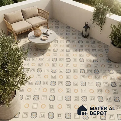 Moroccan Wall & Floor Tile TL 06603 Seta Crema 2 ft x 2 ft Vitrified Matte Finish - 9 mm | Suitable For Kitchen, Balcony, Dining Area | Please Expect a Slight Variation of Pattern