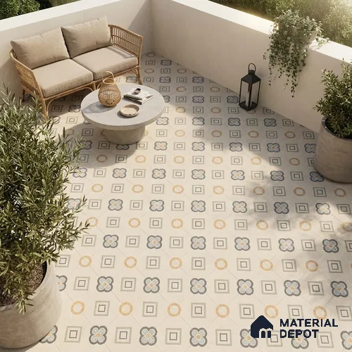 Moroccan Wall & Floor Tile TL 06603 Seta Crema 2 ft x 2 ft Vitrified Matte Finish - 9 mm | Suitable For Kitchen, Balcony, Dining Area | Please Expect a Slight Variation of Pattern