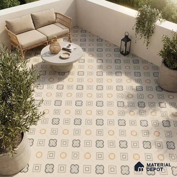 Moroccan Wall & Floor Tile TL 06603 Seta Crema 2 ft x 2 ft Vitrified Matte Finish - 9 mm | Suitable For Kitchen, Balcony, Dining Area | Please Expect a Slight Variation of Pattern