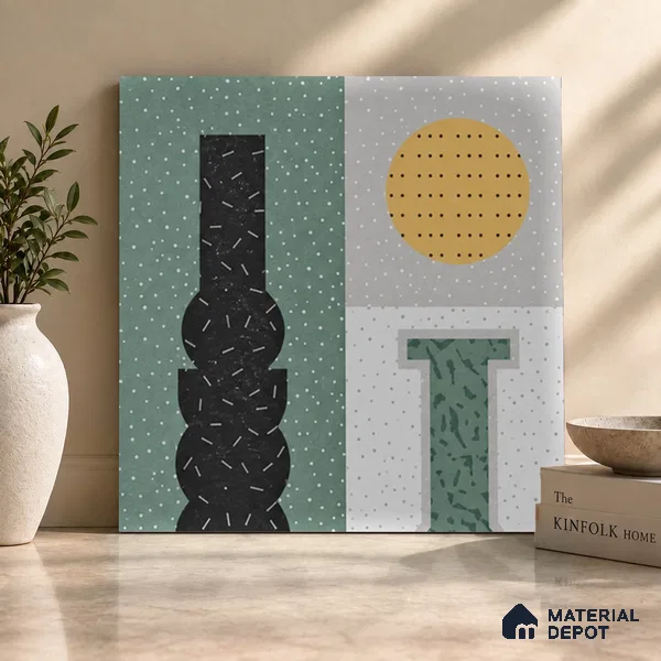 Moroccan Look Wall & Floor Tile TL 06606 Atlas Gray Decor 2 ft x 2 ft Vitrified Matte Finish - 9 mm | 4 Piece Layout | Suitable For Balcony, Bathroom, Balcony | Please Expect a Slight Variation of Pattern