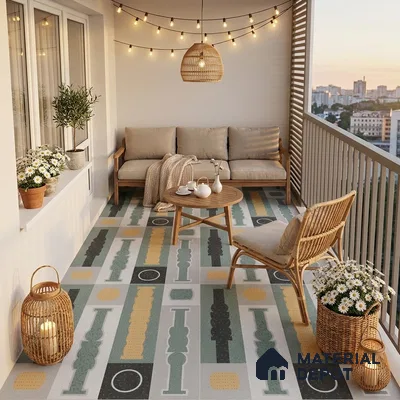 Moroccan Look Wall & Floor Tile TL 06606 Atlas Gray Decor 2 ft x 2 ft Vitrified Matte Finish - 9 mm | 4 Piece Layout | Suitable For Balcony, Bathroom, Balcony | Please Expect a Slight Variation of Pattern