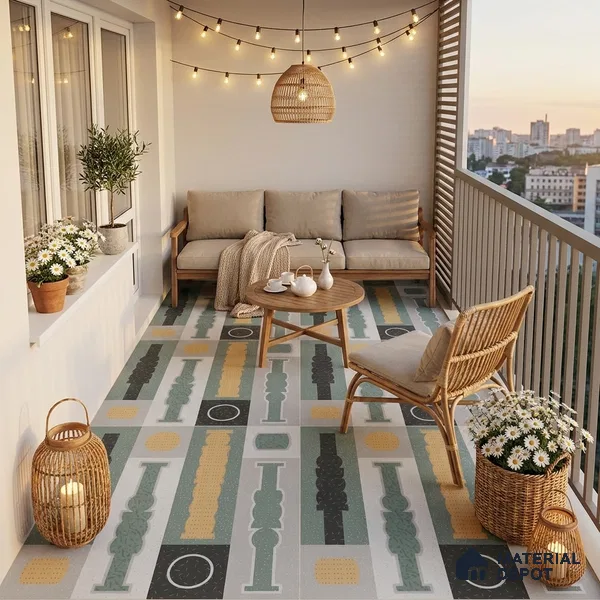 Moroccan Look Wall & Floor Tile TL 06606 Atlas Gray Decor 2 ft x 2 ft Vitrified Matte Finish - 9 mm | 4 Piece Layout | Suitable For Balcony, Bathroom, Balcony | Please Expect a Slight Variation of Pattern