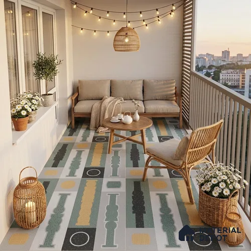 Moroccan Look Wall & Floor Tile TL 06606 Atlas Gray Decor 2 ft x 2 ft Vitrified Matte Finish - 9 mm | 4 Piece Layout | Suitable For Balcony, Bathroom, Balcony | Please Expect a Slight Variation of Pattern