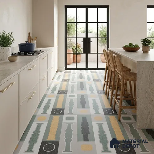 Moroccan Look Wall & Floor Tile TL 06606 Atlas Gray Decor 2 ft x 2 ft Vitrified Matte Finish - 9 mm | 4 Piece Layout | Suitable For Balcony, Bathroom, Balcony | Please Expect a Slight Variation of Pattern