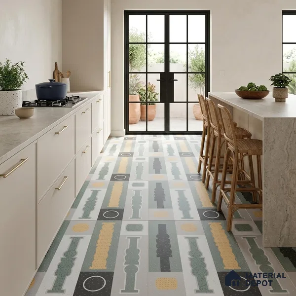 Moroccan Look Wall & Floor Tile TL 06606 Atlas Gray Decor 2 ft x 2 ft Vitrified Matte Finish - 9 mm | 4 Piece Layout | Suitable For Balcony, Bathroom, Balcony | Please Expect a Slight Variation of Pattern