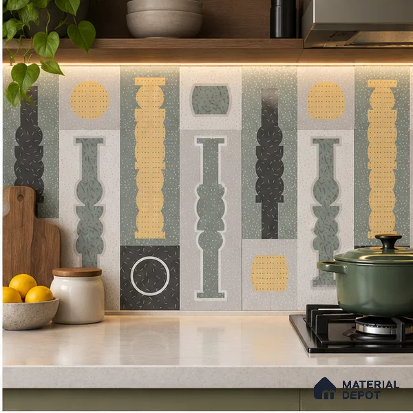 Moroccan Look Wall & Floor Tile TL 06606 Atlas Gray Decor 2 ft x 2 ft Vitrified Matte Finish - 9 mm | 4 Piece Layout | Suitable For Balcony, Bathroom, Balcony | Please Expect a Slight Variation of Pattern