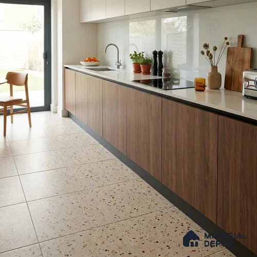 Terrazzo Wall & Floor Tile TL 06607 Electra Ivory 2 ft x 2 ft Vitrified Matte Finish - 9 mm | Suitable for Living Room, Balcony, Courtyard