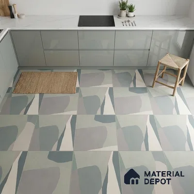 Patterned Wall & Floor Tile TL 06608 Shapes Gray 2 ft x 2 ft Vitrified Matte Finish - 9 mm | Suitable for Living Room, Balcony, Courtyard | Please Expect a Slight Variation of Pattern (Sample)