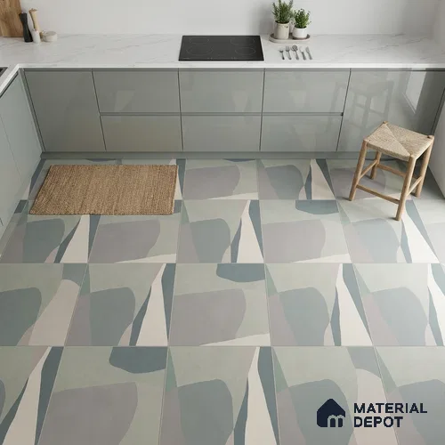 Moroccan Wall & Floor Tile TL 06608 Shapes Gray 2 ft x 2 ft Vitrified Matte Finish - 9 mm | Suitable For Balcony, Bathroom, Dining Area | Please Expect a Slight Variation of Pattern