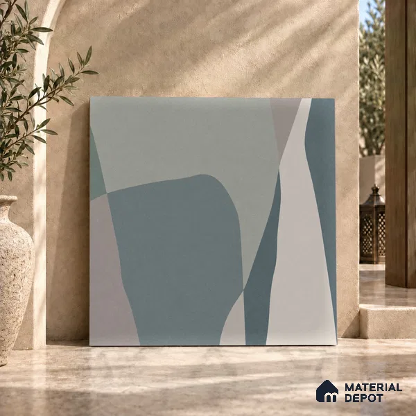 Moroccan Wall & Floor Tile TL 06608 Shapes Gray 2 ft x 2 ft Vitrified Matte Finish - 9 mm | Suitable For Balcony, Bathroom, Dining Area | Please Expect a Slight Variation of Pattern