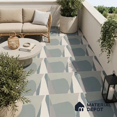 Moroccan Wall & Floor Tile TL 06608 Shapes Gray 2 ft x 2 ft Vitrified Matte Finish - 9 mm | Suitable For Balcony, Bathroom, Dining Area | Please Expect a Slight Variation of Pattern