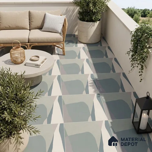 Moroccan Wall & Floor Tile TL 06608 Shapes Gray 2 ft x 2 ft Vitrified Matte Finish - 9 mm | Suitable For Balcony, Bathroom, Dining Area | Please Expect a Slight Variation of Pattern
