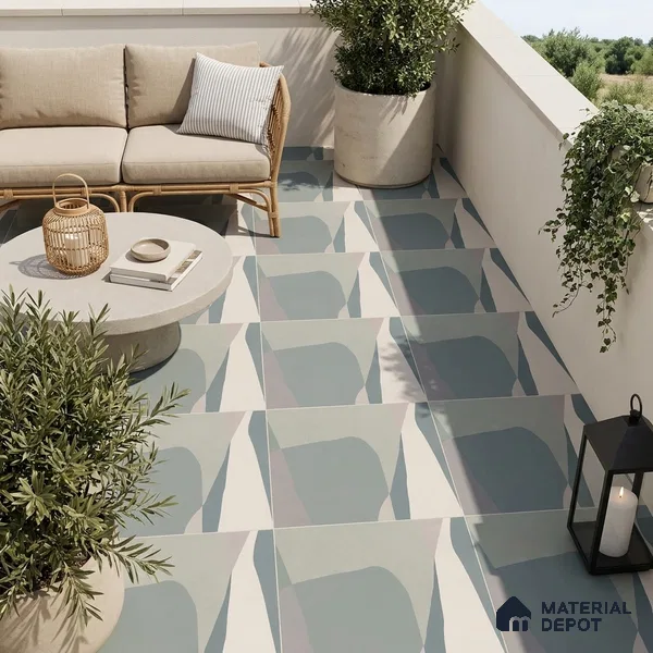Moroccan Wall & Floor Tile TL 06608 Shapes Gray 2 ft x 2 ft Vitrified Matte Finish - 9 mm | Suitable For Balcony, Bathroom, Dining Area | Please Expect a Slight Variation of Pattern