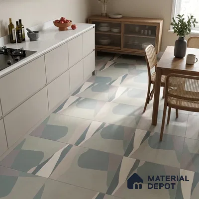 Moroccan Wall & Floor Tile TL 06608 Shapes Gray 2 ft x 2 ft Vitrified Matte Finish - 9 mm | Suitable For Balcony, Bathroom, Dining Area | Please Expect a Slight Variation of Pattern