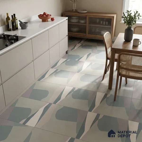 Moroccan Wall & Floor Tile TL 06608 Shapes Gray 2 ft x 2 ft Vitrified Matte Finish - 9 mm | Suitable For Balcony, Bathroom, Dining Area | Please Expect a Slight Variation of Pattern