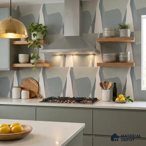 Moroccan Wall & Floor Tile TL 06608 Shapes Gray 2 ft x 2 ft Vitrified Matte Finish - 9 mm | Suitable For Balcony, Bathroom, Dining Area | Please Expect a Slight Variation of Pattern