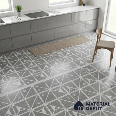 Patterned Wall & Floor Tile TL 06610 Orenate Retro Decor 2 ft x 2 ft Vitrified Matte Finish - 9 mm | Suitable for Living Room, Balcony, Courtyard | Please Expect a Slight Variation of Pattern (Sample)