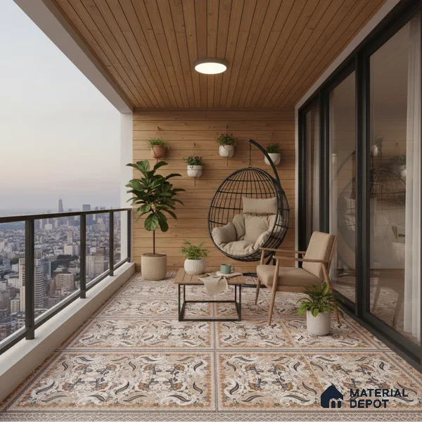 Moroccan Wall & Floor Tile TL 06611 Persian Carpet 2 ft x 2 ft Vitrified Matte Finish - 9 mm | Suitable for Living Room, Balcony, Courtyard | Please Expect a Slight Variation of Pattern (Sample)