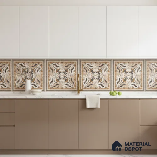 Moroccan Wall & Floor Tile TL 06611 Persian Carpet 2 ft x 2 ft Vitrified Matte Finish - 9 mm | Suitable For Kitchen, Accent/Feature Wall, Dining Area | Please Expect a Slight Variation of Pattern