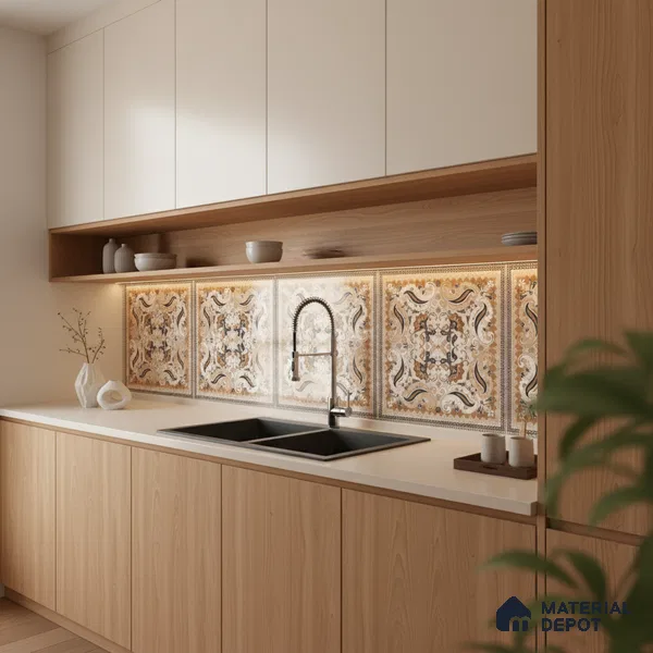Moroccan Wall & Floor Tile TL 06611 Persian Carpet 2 ft x 2 ft Vitrified Matte Finish - 9 mm | Suitable for Living Room, Balcony, Courtyard | Please Expect a Slight Variation of Pattern (Sample)