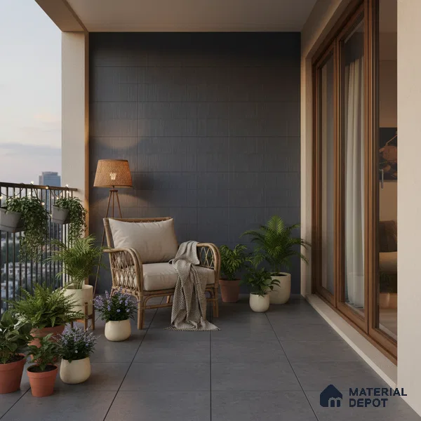 Punch Wall & Floor Tile TL 06612 J 4 ft x 2 ft Black Vitrified Matte Finish Tile - 9 mm | Ideal for Living Room, Bedroom, Bathroom, Kitchen