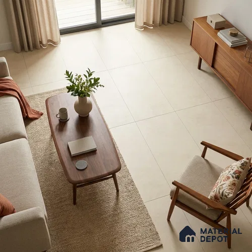 Stone Look Wall & Floor Tile TL 06614 D Neutral Crema 4 ft x 2 ft Vitrified Matte Finish - 9 mm | Random 4 | Suitable for Living Room, Bedroom, Bathroom, Kitchen, Dining