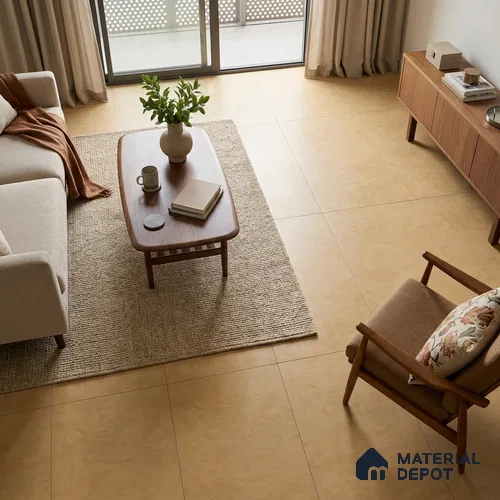 Stone Look Wall & Floor Tile TL 06614 E Neutral Mustard 4 ft x 2 ft Vitrified Matte Finish - 9 mm | Random 4 | Suitable for Living Room, Bedroom, Bathroom, Kitchen, Dining