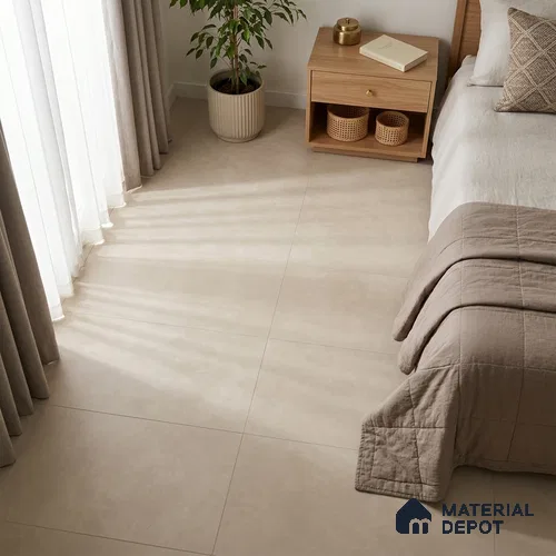 Cement Wall & Floor Tile TL 06615 Mushroom Beige 4 ft x 2 ft Matte Finish Vitrified Tile - 9 mm | 4 Random Design | Suitable For Living Room, Hall, Bedroom