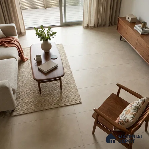 Cement Wall & Floor Tile TL 06615 Mushroom Beige 4 ft x 2 ft Matte Finish Vitrified Tile - 9 mm | 4 Random Design | Suitable For Living Room, Hall, Bedroom