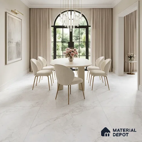 Marble Floor & Wall Tile TL 06620 D Invisible Ice 6 ft x 4 ft Paper Matte Finish Vitrified Tile - 9 mm | Suitable For Living Room, Bedroom & Dining Area