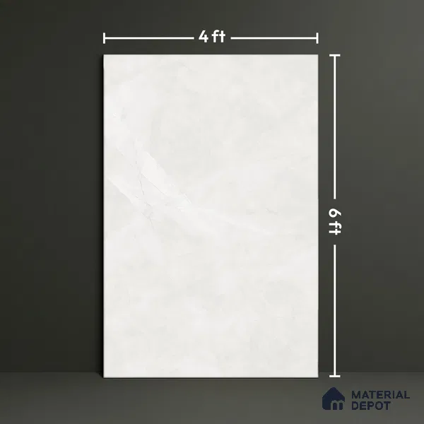 Marble Floor & Wall Large Format Tile TL 06623 Arezo Bianco 6 ft x 4 ft Glossy Finish Vitrified Tile - 9 mm | Suitable for Living Room, Bedroom & Bathroom | Adhesive and Spacers Must be Used During Installation