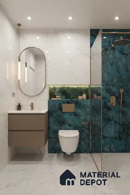 Marble Look Wall Tile TL 06633 Labradorite Jade 4 ft x 2 ft Vitrified High Gloss Finish - 9 mm | (Random 8) | Suitable for Living Room, Bedroom, Bathroom, Kitchen, Office, Elevation & Dining
