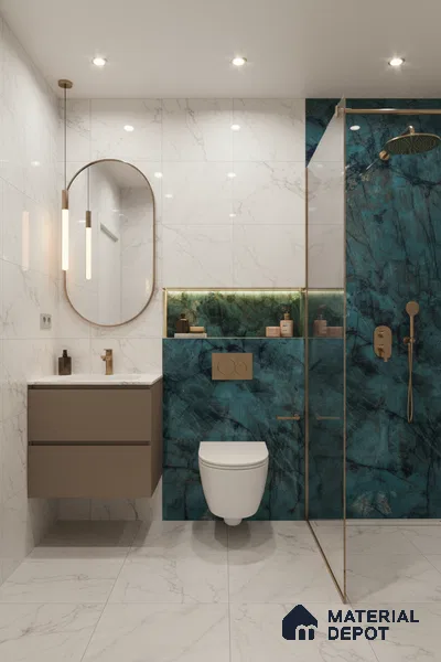 Marble Look Wall Tile TL 06633 Labradorite Jade 4 ft x 2 ft Vitrified High Gloss Finish - 9 mm | (Random 8) | Suitable for Living Room, Bedroom, Bathroom, Kitchen, Office, Elevation & Dining