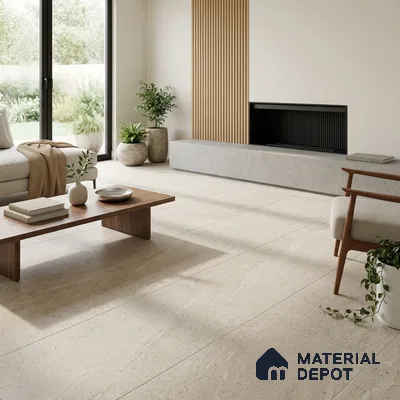 Stone Look Floor Tile TL 06647 B Briona White 4 ft x 2 ft Vitrified Matte Finish - 9 mm | (Random 4) | Suitable for Living Room, Bedroom, Bathroom, Kitchen, Office, Elevation & Dining