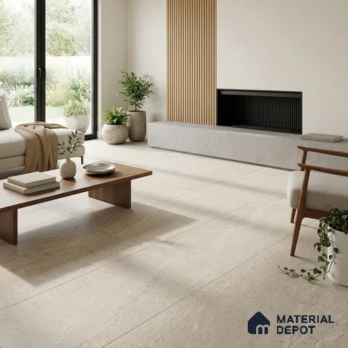 Stone Look Floor Tile TL 06647 B Briona White 4 ft x 2 ft Vitrified Matte Finish - 9 mm | (Random 4) | Suitable for Living Room, Bedroom, Bathroom, Kitchen, Office, Elevation & Dining