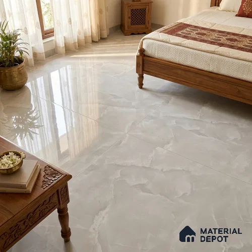 Marble Look Wall & Floor Tile TL 06653 Rose Onyx Bianco 6 ft x 4 ft Vitrified Glossy Finish - 9 mm | (Random 3) | Suitable for Living Room, Bedroom, Bathroom, Kitchen, Office, Elevation & Dining | Adhesive and Spacers Must be Used During Installation