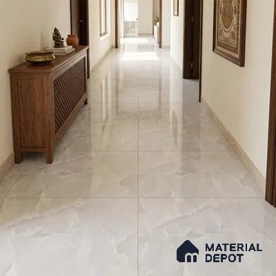 Marble Onyx Wall & Floor Tile TL 06653 Silver 6 ft x 4 ft Glossy Finish Vitrified Tile - 9 mm | 3 Random Designs | Suitable For Living Room, Bedroom, Bathroom | Adhesive and Spacers Must be Used During Installation