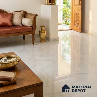 Marble Wall & Floor Tile TL 06654 White 6 ft x 4 ft Glossy Finish Vitrified Tile - 9 mm | 3 Random Designs | Suitable For Living Room, Bedroom, Bathroom | Adhesive and Spacers Must be Used During Installation