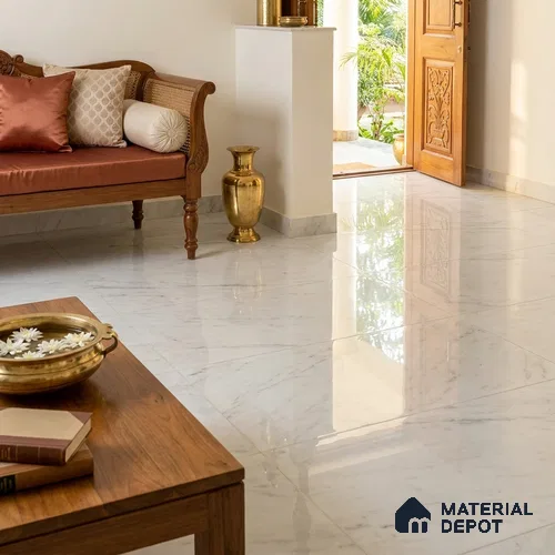 Marble Look Wall & Floor Tile TL 06654 Versatile Bianco 6 ft x 4 ft Vitrified Glossy Finish - 9 mm | (Random 3) | Suitable for Living Room, Bedroom, Bathroom, Kitchen, Office, Elevation & Dining | Adhesive and Spacers Must be Used During Installation