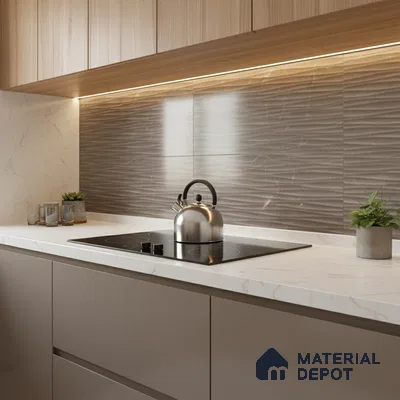Highlighter Wall Tile TL 06655 D Etania Coffee Waves 2 ft x 1 ft Ceramic Glossy Finish - 8 mm | Suitable for Living Room, Kitchen & Bathroom (Sample)