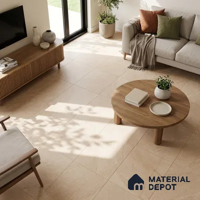 Stone Look Wall & Floor Tile TL 06656 B Artica Beige 4 ft x 2 ft Full Body Vitrified Matte Finish - 9 mm | 6 Random Design | Suitable For Living Room, Bedroom, Bathroom