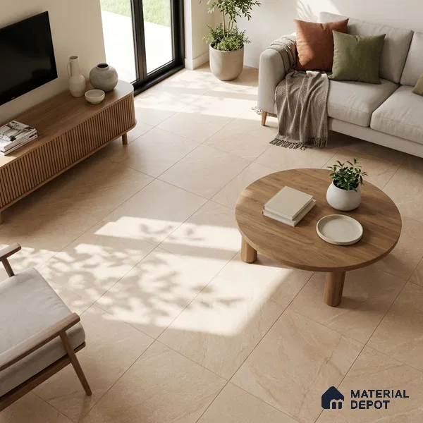 Stone Look Wall & Floor Tile TL 06656 B Artica Beige 4 ft x 2 ft Full Body Vitrified Matte Finish - 9 mm | 6 Random Design | Suitable For Living Room, Bedroom, Bathroom