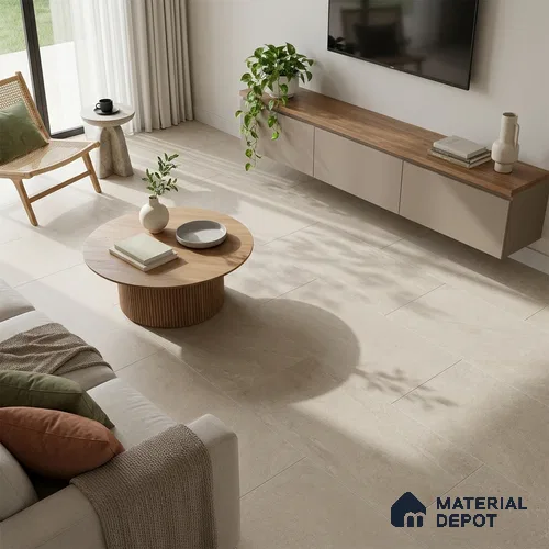 Stone Look Wall & Floor Tile TL 06656 Artica Ivory 4 ft x 2 ft Full Body Vitrified Matte Finish - 9 mm | 6 Random Design | Suitable For Living Room, Bedroom, Bathroom