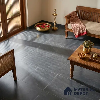 Stone Look Wall & Floor Tile TL 06658 D Polar Charcoal 4 ft x 2 ft Full Body Vitrified Matte Finish - 9 mm | 6 Random Design | Suitable For Living Room, Bedroom, Bathroom