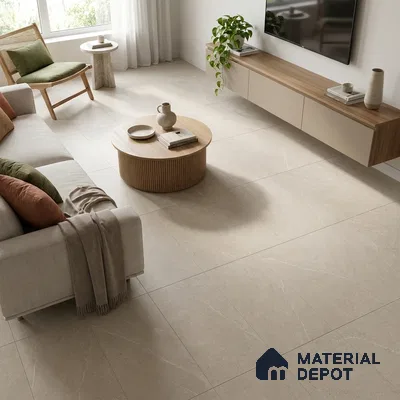 Stone Look Wall & Floor Tile TL 06658 Polar Pearl 4 ft x 2 ft Full Body Vitrified Matte Finish - 9 mm | 6 Random Design | Suitable For Living Room, Bedroom, Bathroom