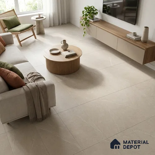 Stone Look Wall & Floor Tile TL 06658 Polar Pearl 4 ft x 2 ft Full Body Vitrified Matte Finish - 9 mm | 6 Random Design | Suitable For Living Room, Bedroom, Bathroom